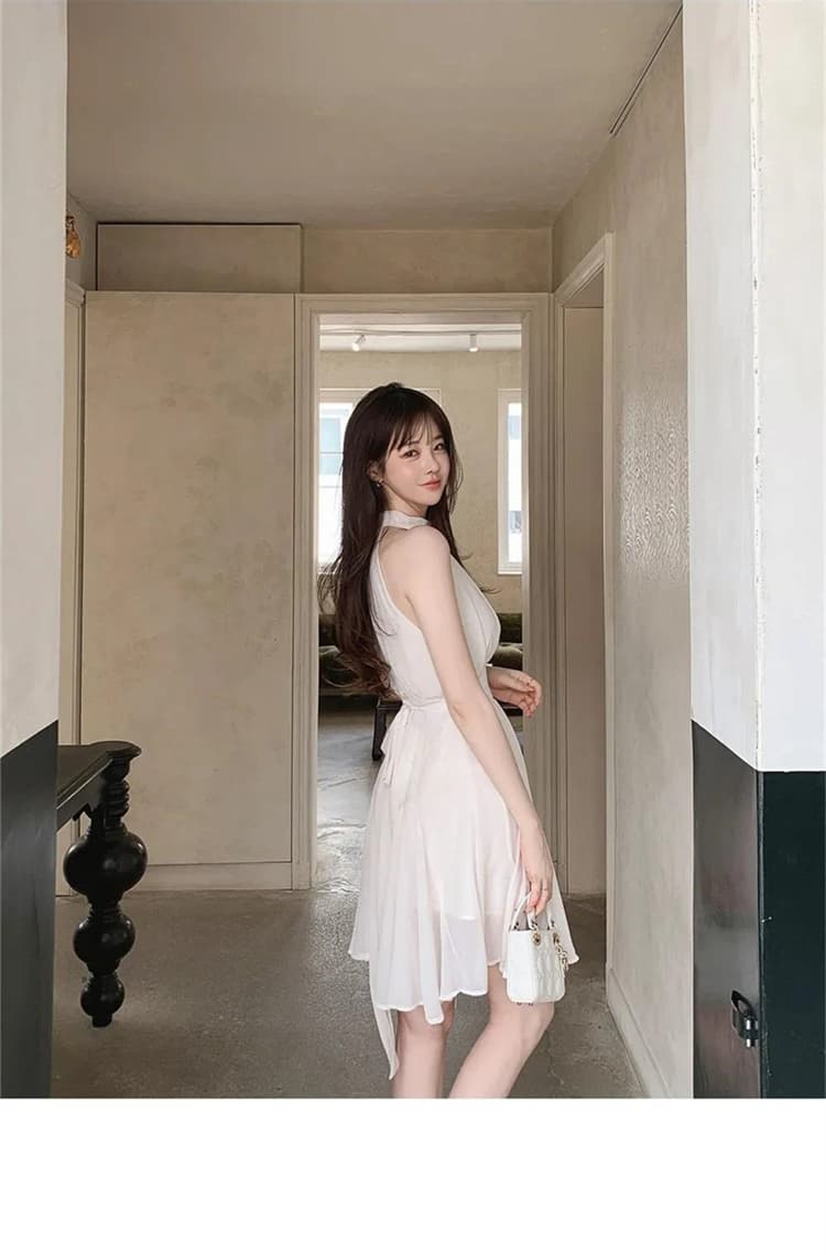 한국 동대문 새로운 품격 몸매 가꾸기 허리 수축 스트랩 민소매 디스플레이 몸 요정 가스 펄럭 이는 쉬폰 점프 슈트 미니 스커트 상세 이미지 12