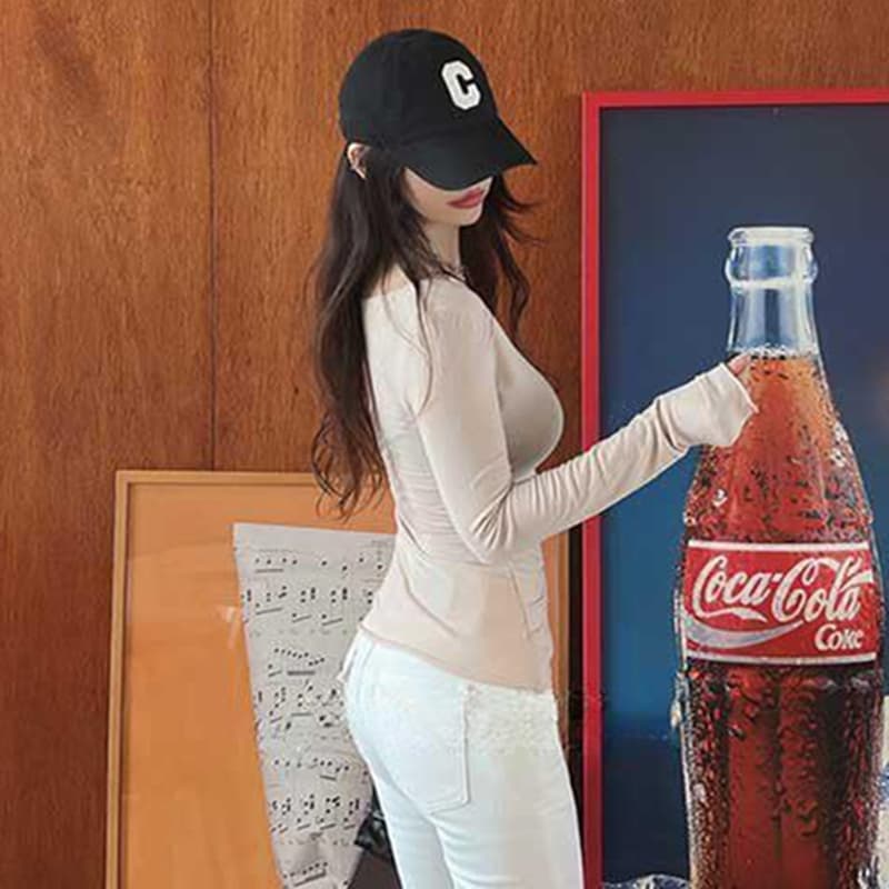 한국 동대문 새로운 품격 몸매 가꾸기 얇은 ~을 통해 마이크로 ~을 통해 다용도 디스플레이 몸 다용도 긴팔 기본 셔츠 티셔츠 여성 이미지 6