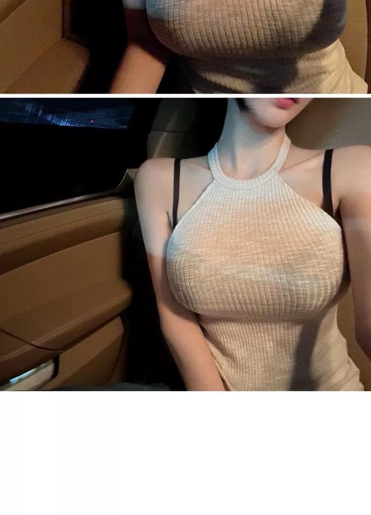 한국 동대문 새로운 품격 몸매 가꾸기 라운드 넥 행침 목 오프숄더 몸매 가꾸기 디스플레이 몸 쇼트 스타일 다용도 민소매 티셔츠 상세 이미지 6