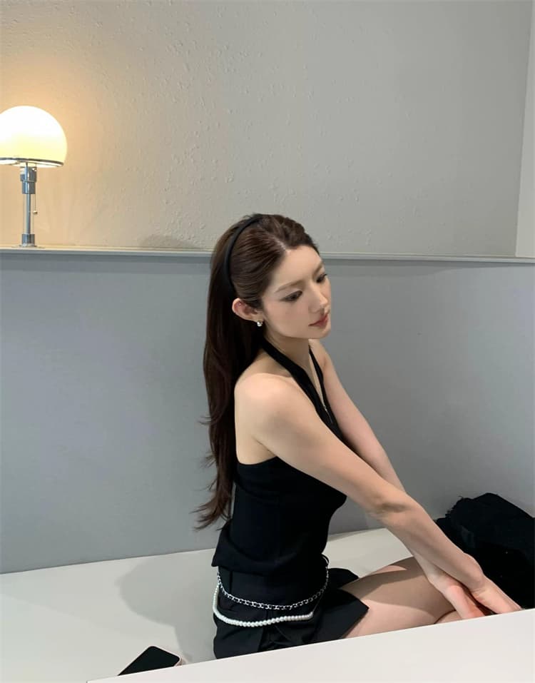 한국 동대문 새로운 품격 몸매 가꾸기 행침 목 백리스 디스플레이 몸 다용도 민소매 만나는 조끼 티셔츠 여성 상세 이미지 1