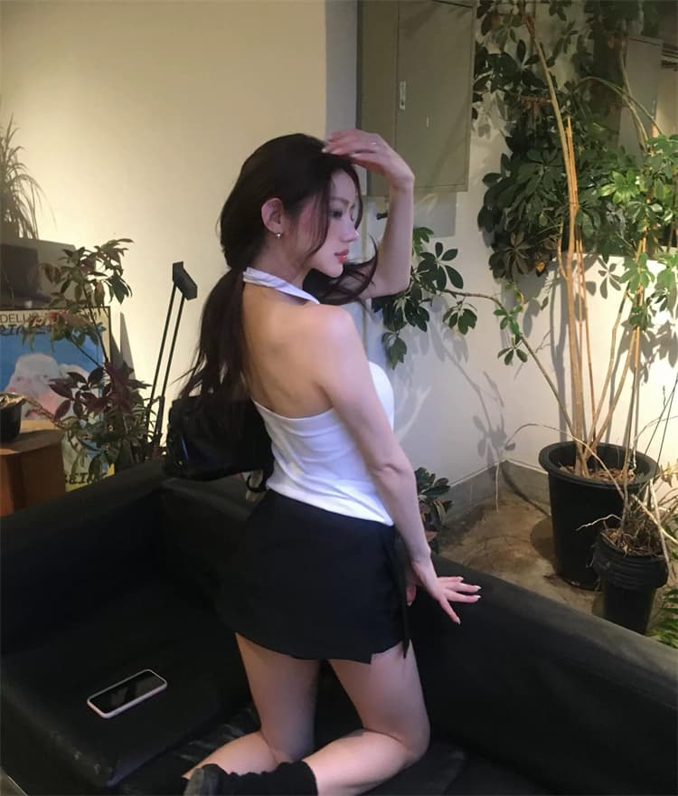 한국 동대문 새로운 품격 몸매 가꾸기 행침 목 백리스 디스플레이 몸 다용도 민소매 만나는 조끼 티셔츠 여성 상세 이미지 17