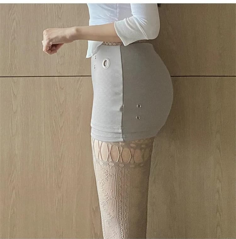한국 동대문 새로운 품격 디자인 센스 반지 버클 장식 몸매 가꾸기 디스플레이 몸 노출 방지 핫걸 타이트 스커트 치마바지 상세 이미지 4