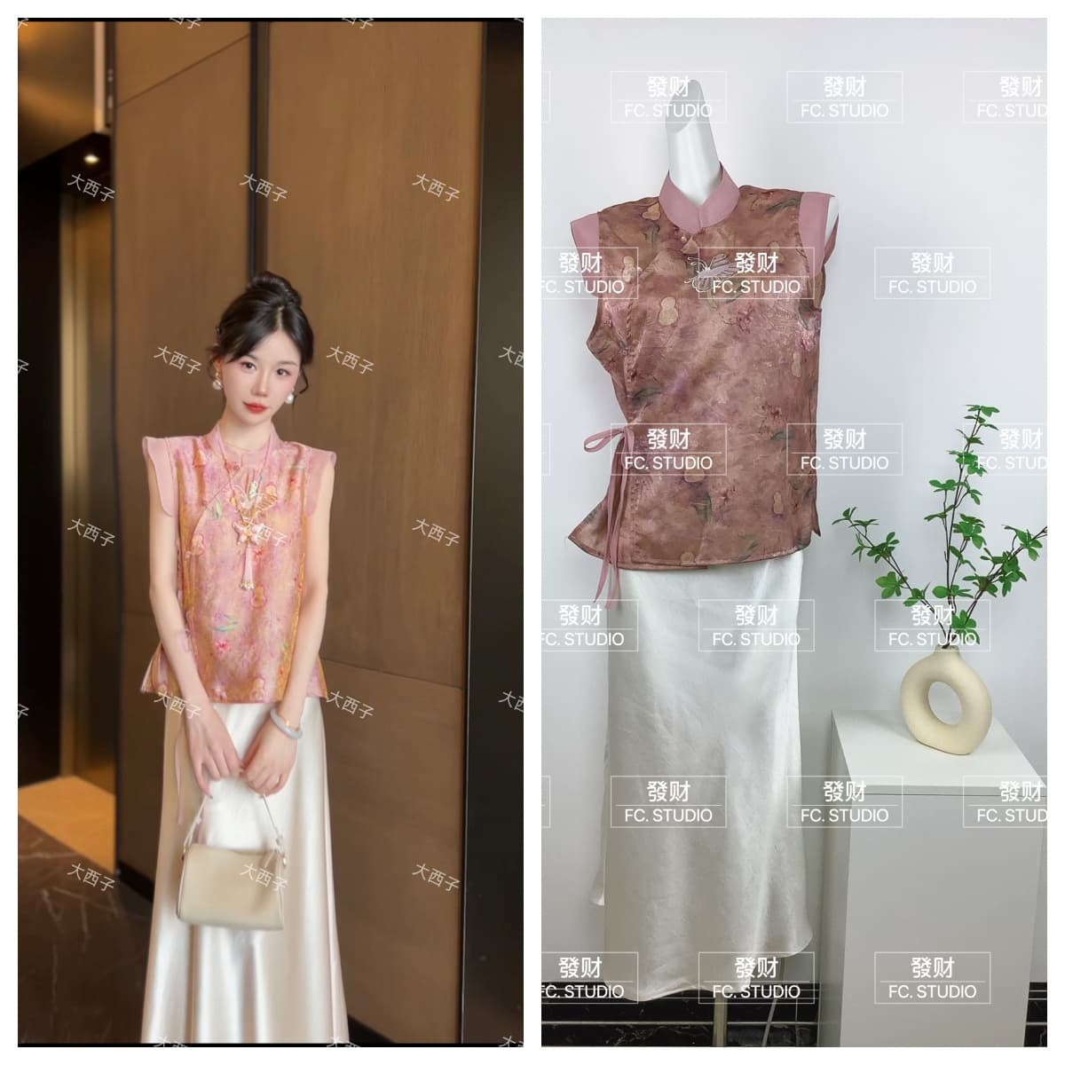 대 시지 독점적 인 새로운 중식 국풍 고급 디자인 만지기 실크 비즈 박기 슬림해 보이는 몸매 가꾸기 베스트 맨위 하프