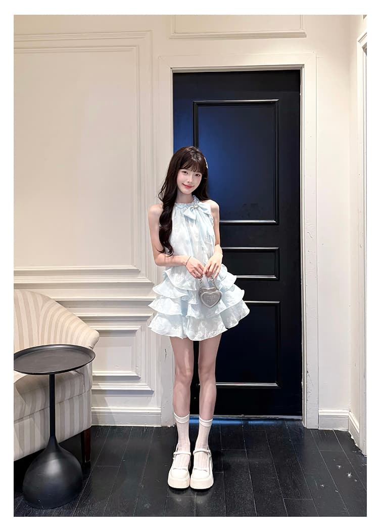 캄파넬라 세과 house 우유 푸 나비 꿈 행침 목 나비 자카드 드레스 프릴 다중 레이어 케이크 쇼트 스타일 요정 이미지 2