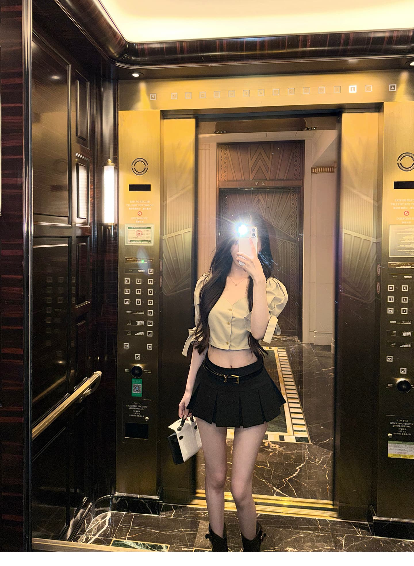 kubiliv 원 영어 미학 한 부서 거품 소매 셔츠 플리츠 반 스커트 미니 스커트 달콤한 매운맛 분위기 센스 세트 이미지 4