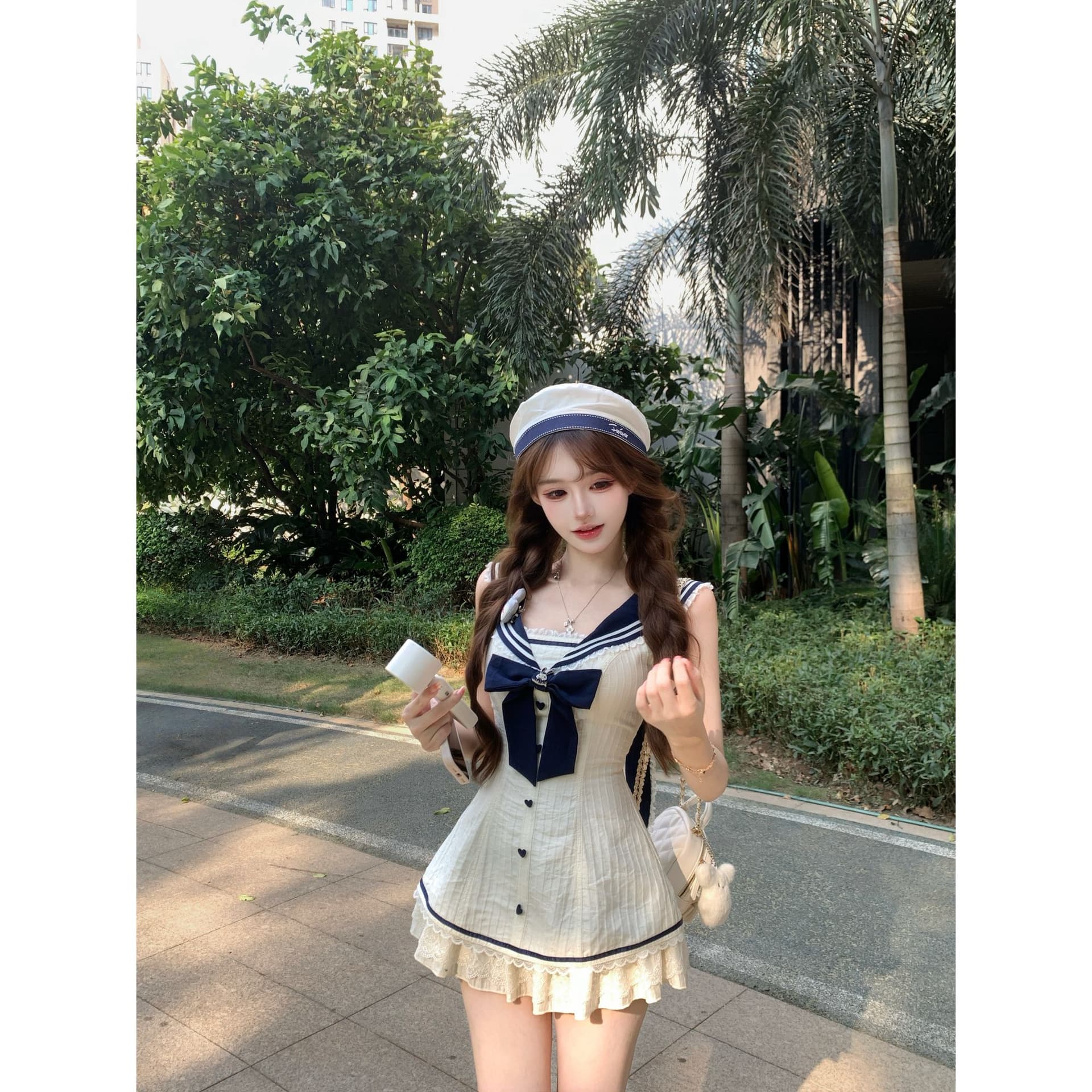 루이 茜 웨이 Sher S 멩 토끼 크 사이 언어 여름 학원 달콤한 스타일 오리지널 디자인 드레스 r8822y 이미지 4