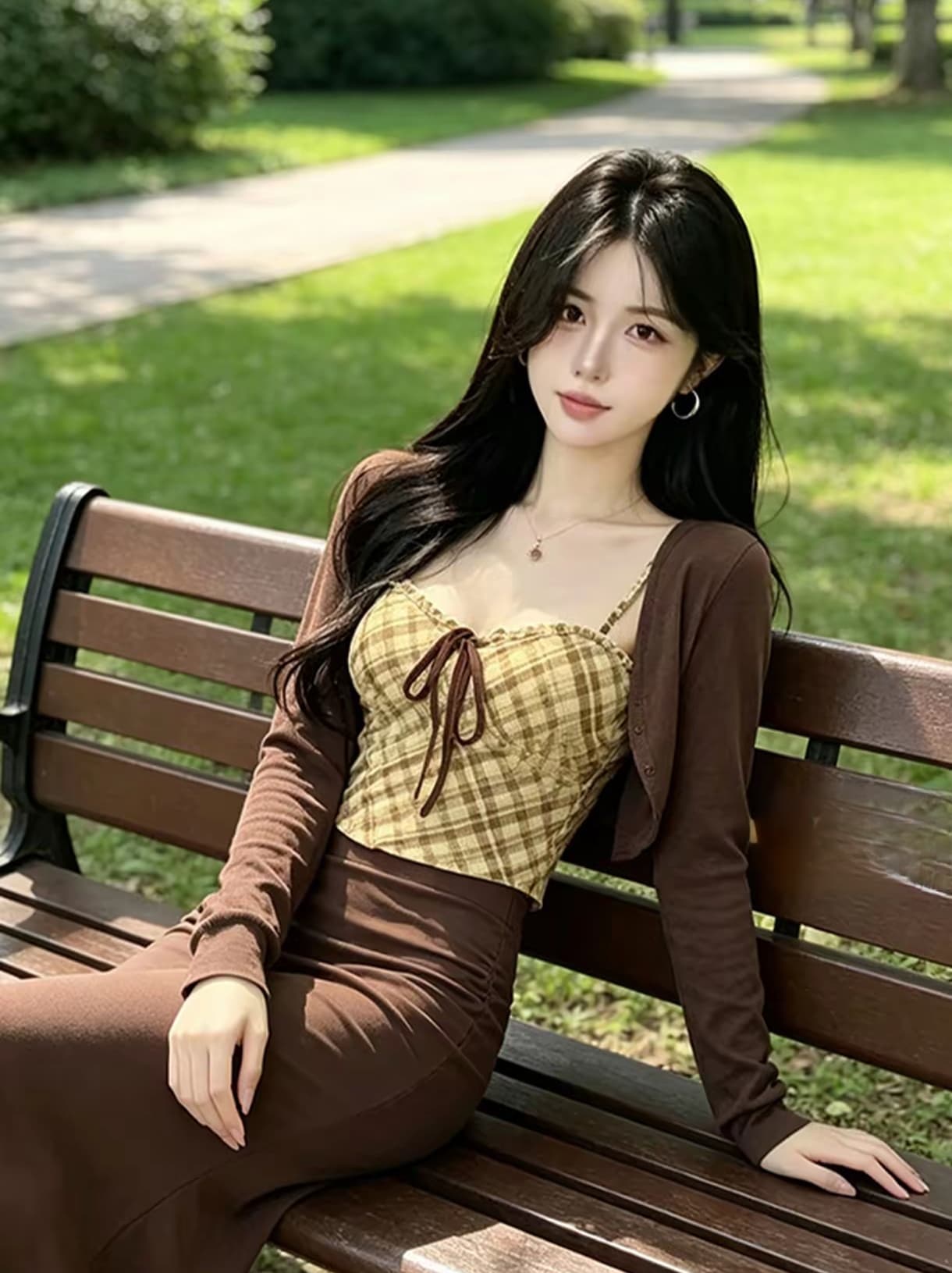 3종 세트 순수한 욕망 품격 자매 부서 비싼 센스 핫걸 세트 여성 가을 겨울 외부 가져 가라. 오픈 가디건 도트 무늬 뒤로 심낭 이미지 4