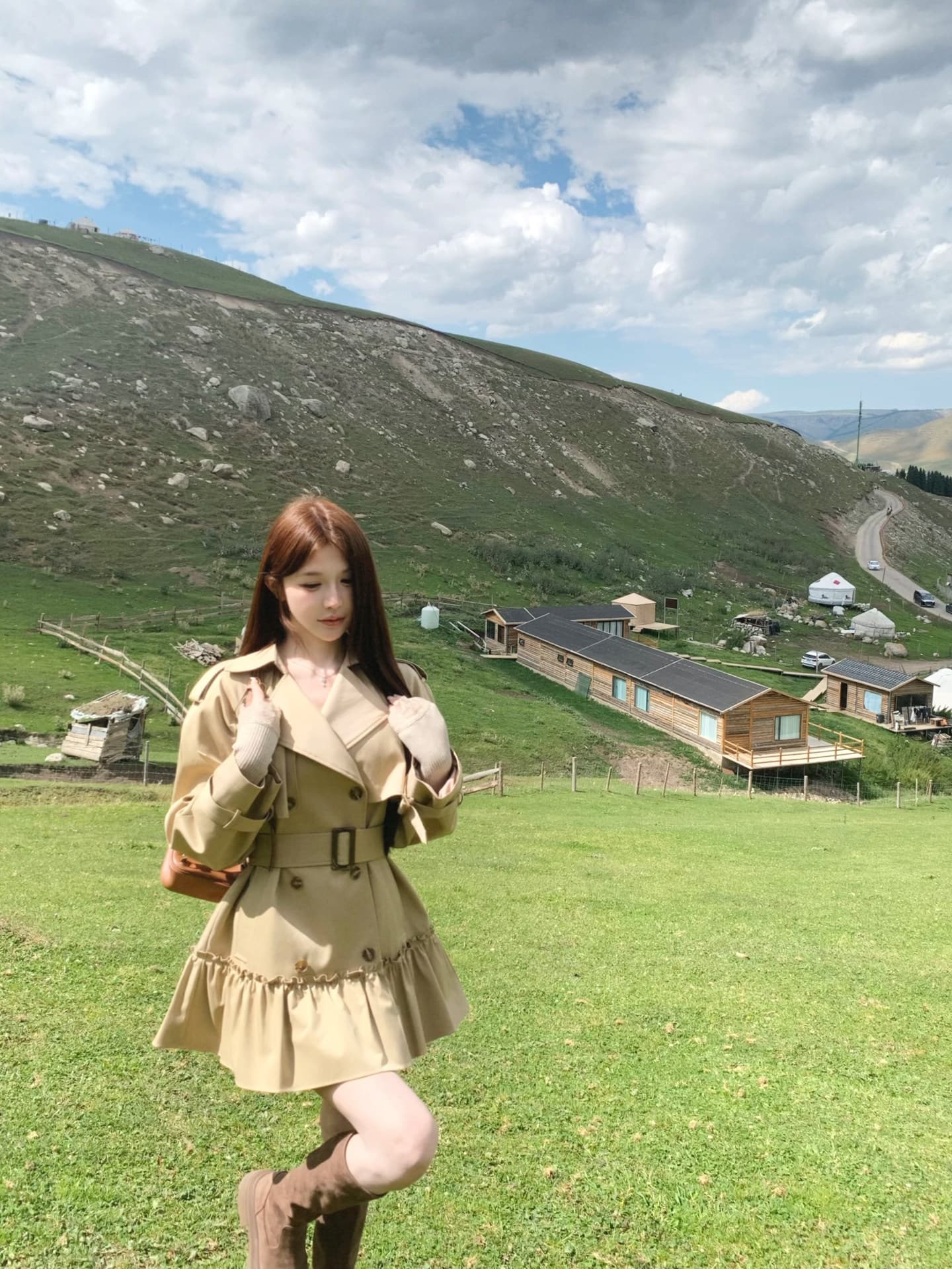 화이트 워터 여성 바흐 가을 일지 카키 색 연꽃 잎 치마 바람막이 여성 이른 가을 프랑스식 레트로 순수한 욕망 보온 재킷 이미지 2