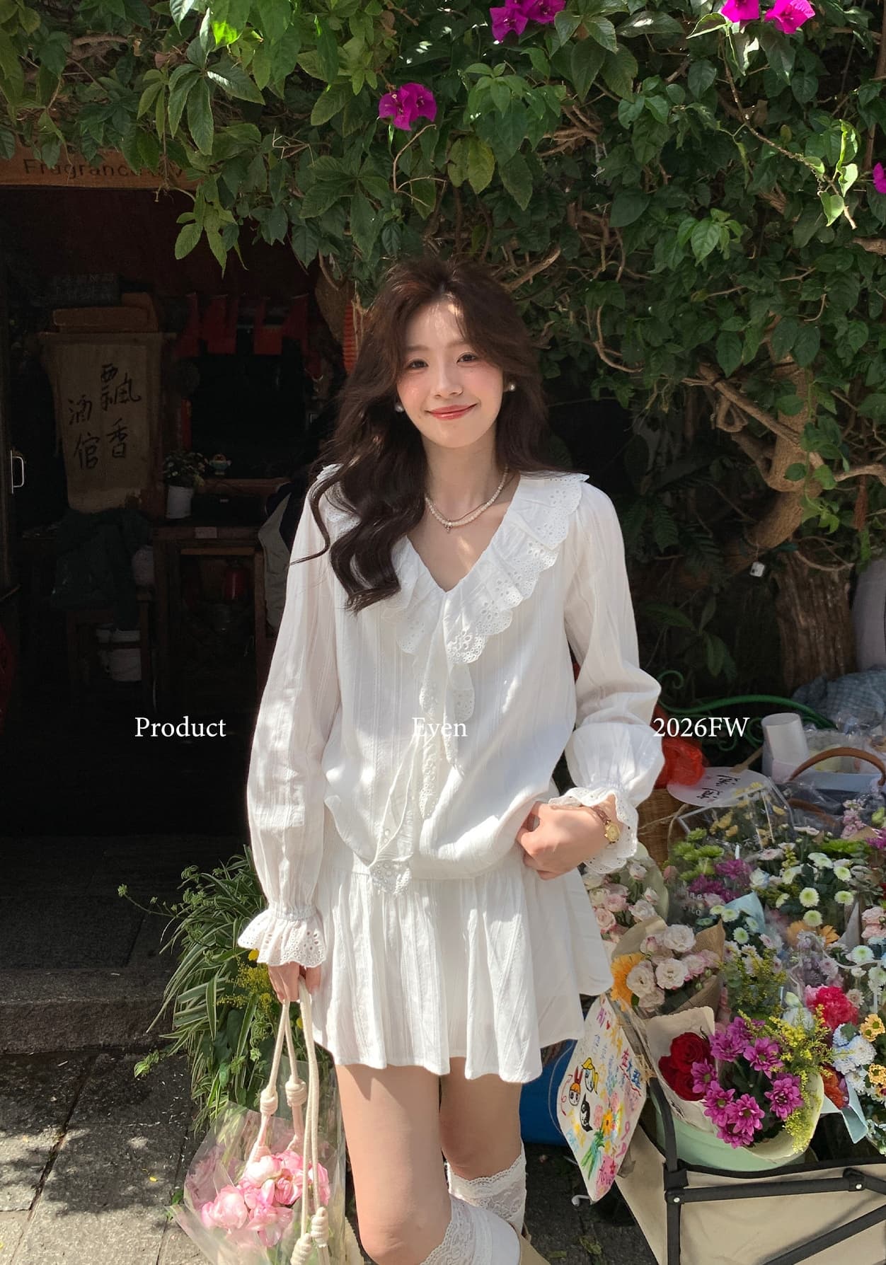 란 란 독점적 인 향기로운 백주 로맨스 한 부서 높음 지혜 부드러운 품격 절묘한 맨위 길이 반 스커트 세트 이미지 2