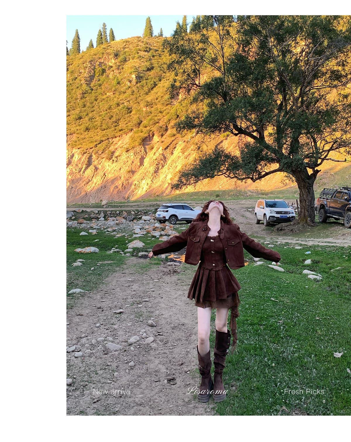 평생 로마의 코코아 나이트 가을 새로운 품격 패션 쇼트 스타일 긴팔 재킷 슬림해 보이는 드레스 이미지 4