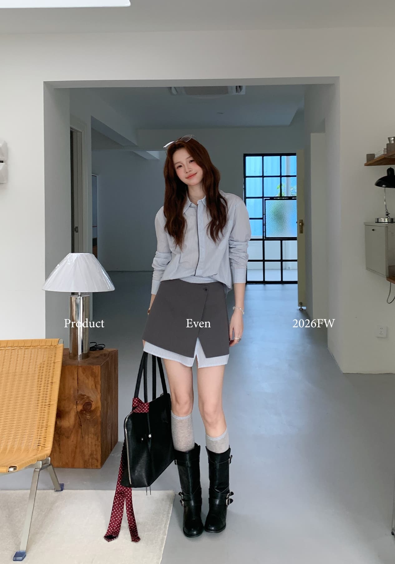 even 하나 원자바오 보 주님 일상 한 부서 높음 지혜 센스 루즈핏 슬림해 보이는 스트라이프 셔츠 폴로 칼라 출퇴근 원래 이미지 4