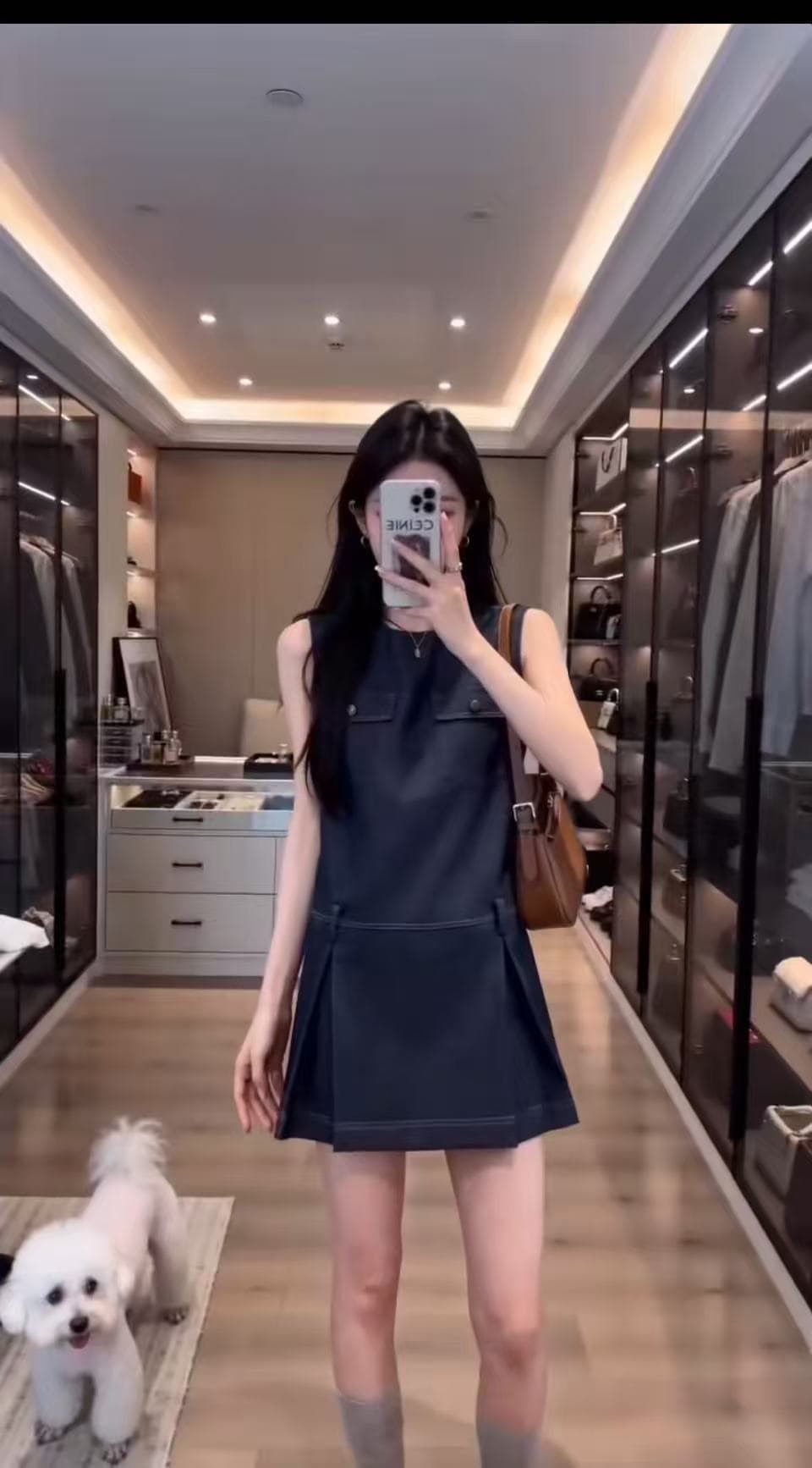 작은 키 자이언트 잘 생긴 데님 민소매 조끼 원피스 프랑스식 여름 품격 작은 샤넬 스타일 슬림해 보이는 한 마디 미니 스커트 상세 이미지 2