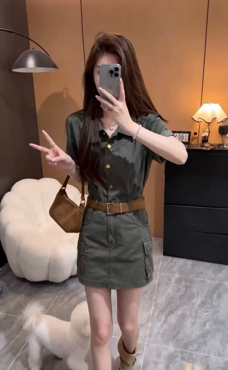 자이언트 잘 생긴 워크웨어 바람 데님 셔츠 여성 드레스 여름 새로운 아메리칸 레트로 허리 수축 슬림해 보이는 타이트 스커트 미니 스커트 상세 이미지 3