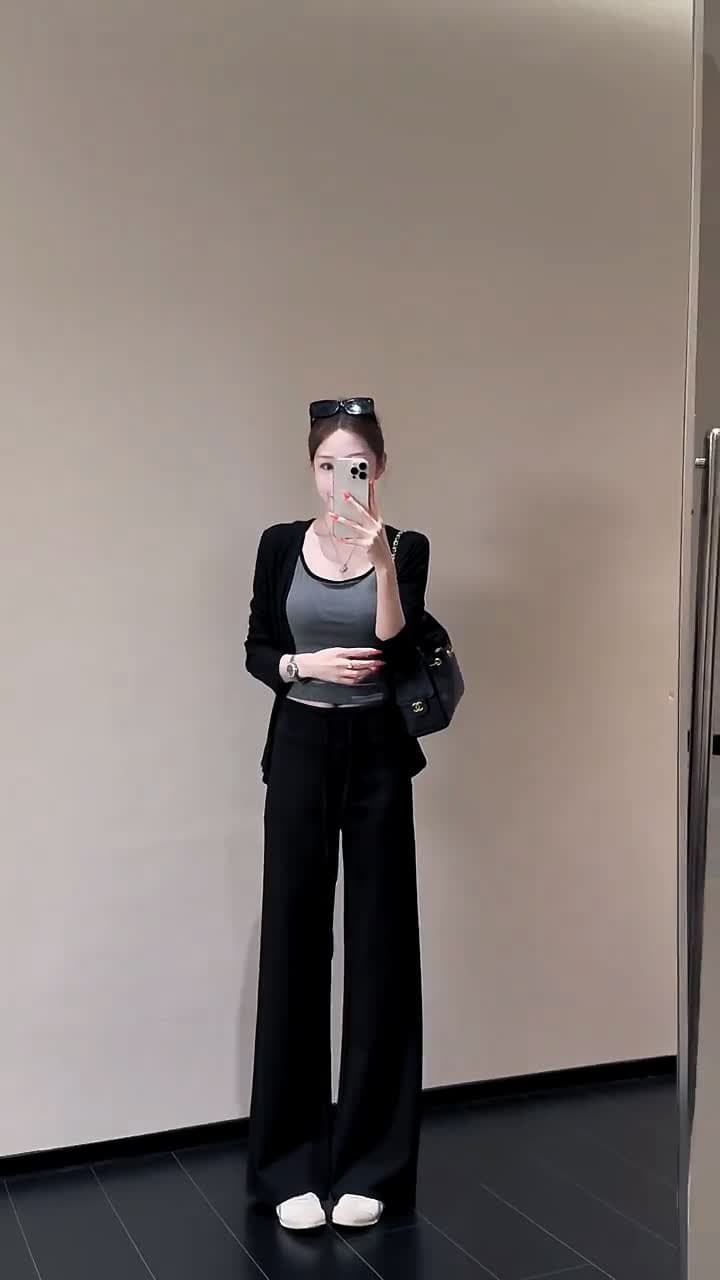 가을 새로운 품격 패션 다용도 종이 사람들 오픈 가디건 배색 슬립 맨위 몸매 가꾸기 스트레이트 팬츠 이미지 5