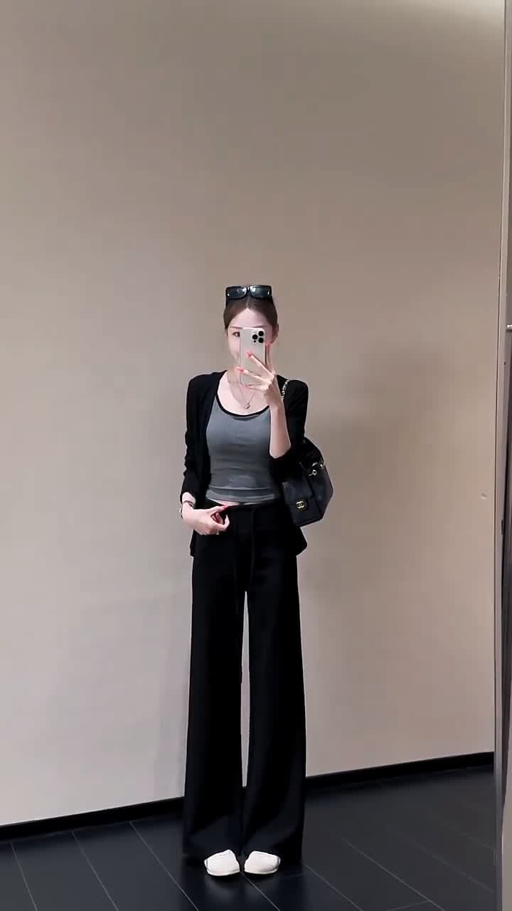 가을 새로운 품격 패션 다용도 종이 사람들 오픈 가디건 배색 슬립 맨위 몸매 가꾸기 스트레이트 팬츠 상세 이미지 1