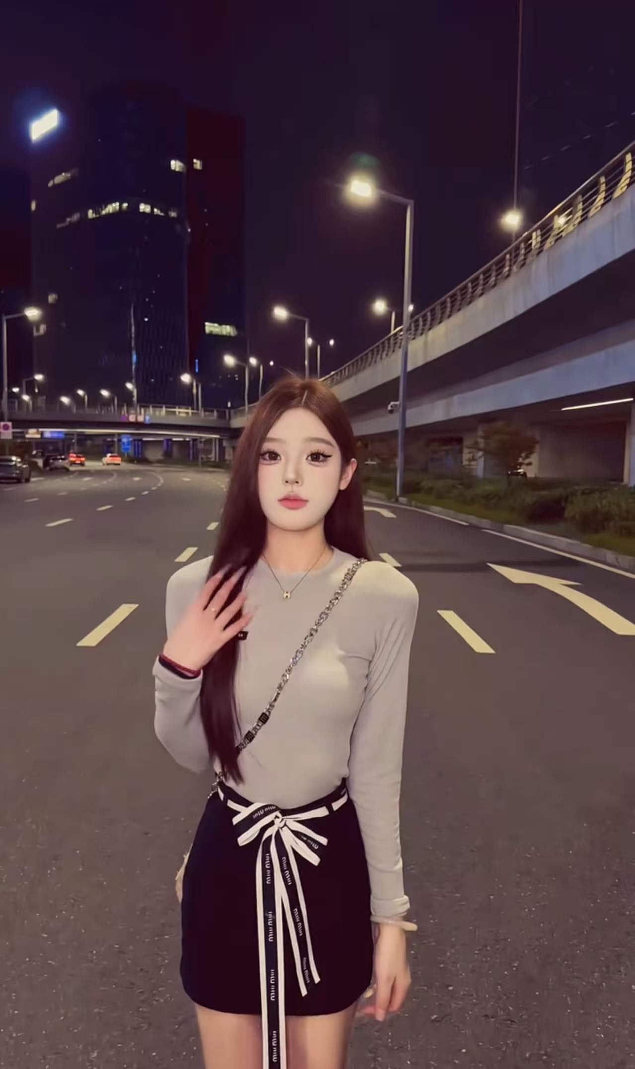 가을의 날 자이언트 잘 생긴 ~ 중 투피스 세트 한 부서 라운드 넥 긴팔 스웨터 슬림해 보이는 다용도 반신 스커트 타이트 스커트 치마 세트 여성 이미지 3