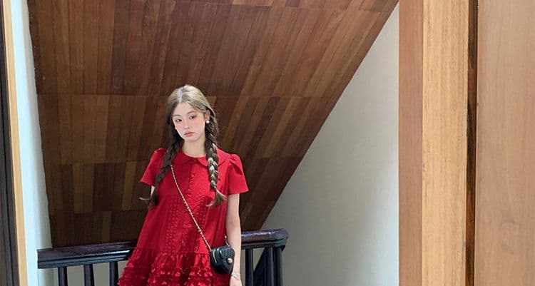 재고 있음 임산부 여름 드레스 연령 감소 아기 칼라 드레스 상세 이미지 35