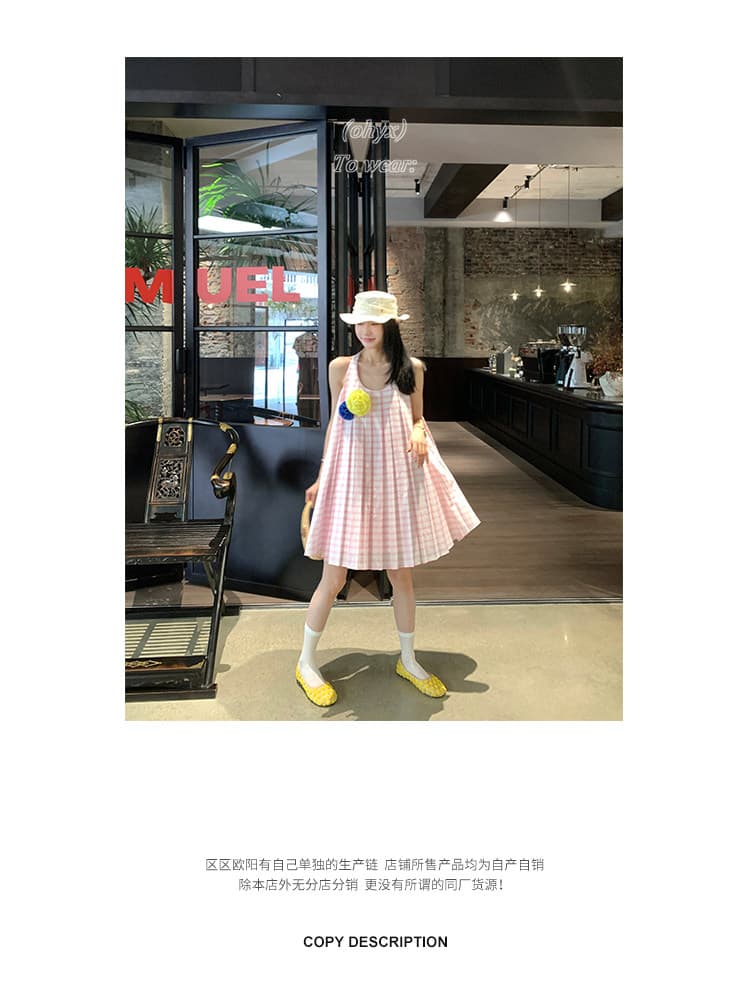 실사 재고 있음 출산 착용 여름 연령 감소 행침 목 민소매 드레스 상세 이미지 11