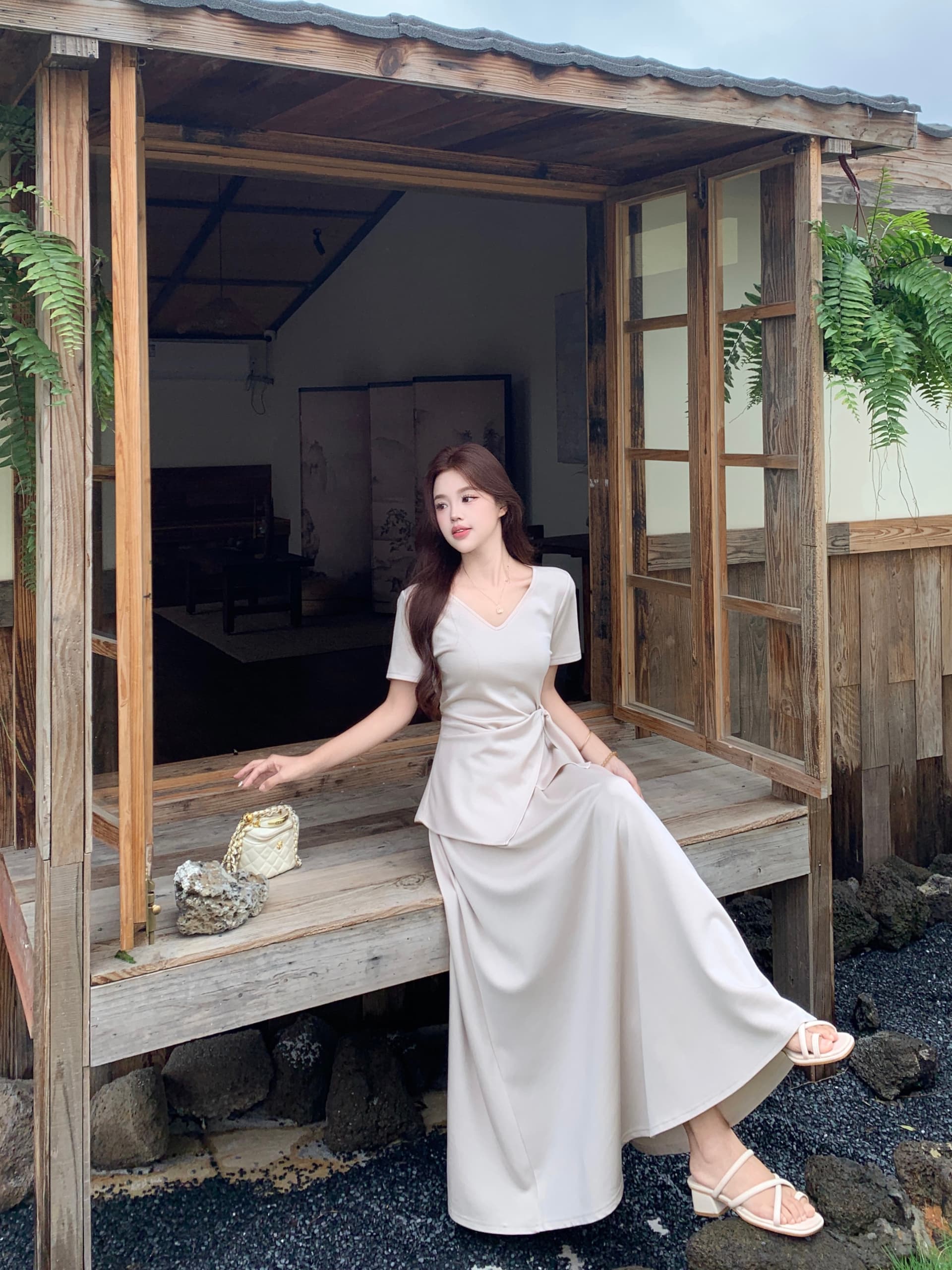 실사 통통한 여동생 빅 사이즈 여성 의류 여름 새로운 패션 미니멀리즘 불규칙 반팔 티셔츠 반신 스커트 투피스 세트 상세 이미지 10