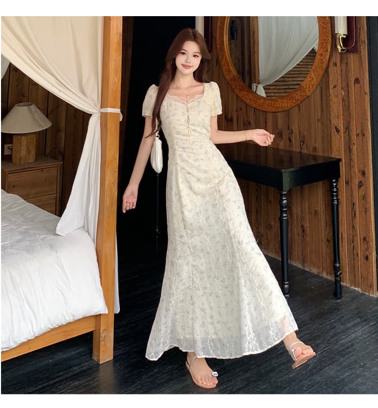 실사 통통한 여동생 빅 사이즈 여성 의류 여름 새로운 첫사랑 프랑스식 레이스 조각 홀로우 아웃 자수 슬림해 보이는 드레스 상세 이미지 9