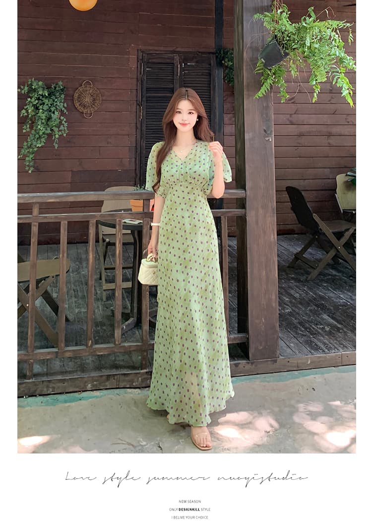 실사 빅 사이즈 여성 의류 여름 새로운 도트 무늬 디자인 센스 허리 수축 슬림해 보이는 Chic 초박형 차가운 품격 드레스 상세 이미지 8