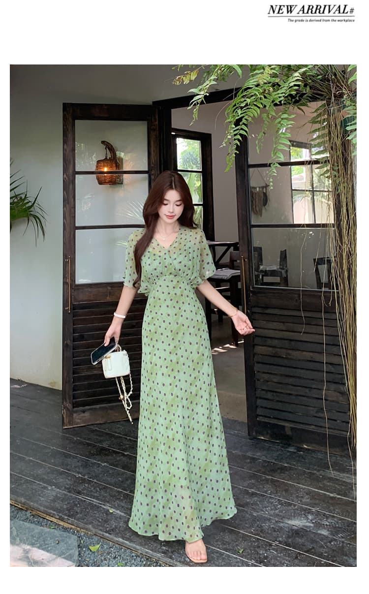 실사 빅 사이즈 여성 의류 여름 새로운 도트 무늬 디자인 센스 허리 수축 슬림해 보이는 Chic 초박형 차가운 품격 드레스 상세 이미지 14