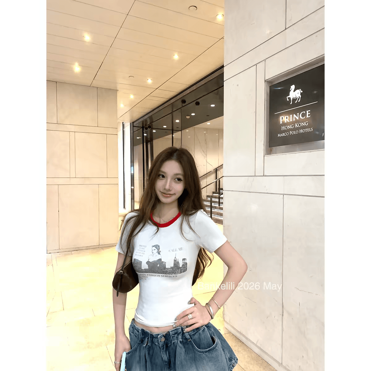 밤나무 코코아 bankelili jennie 지점 자르다 당겨서 같은 단락 섹시함 핫걸 마 오래된 포스터 반팔 여성 여름 상세 이미지 5