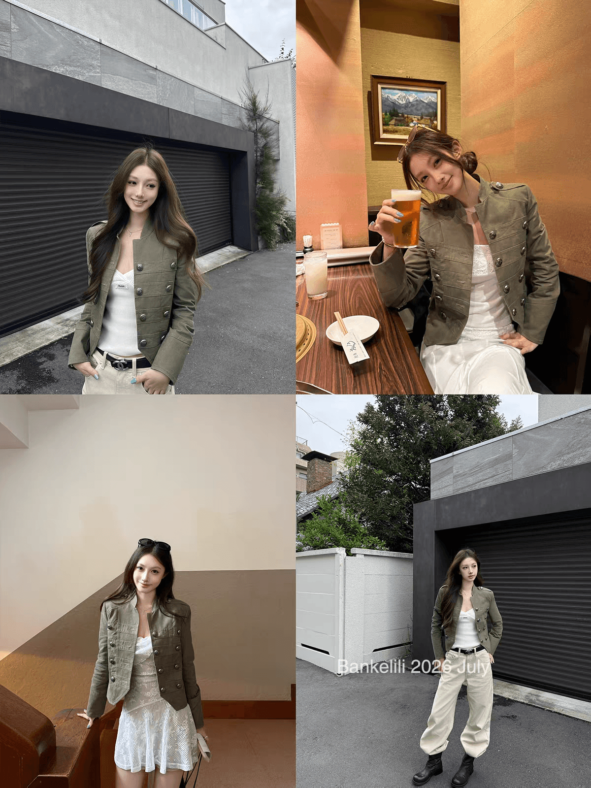 밤나무 코코아 bankelili 나폴레옹 스탠드 칼라 단추 데님 여성 코트 작은 대중 디자인 쇼트 스타일 재킷 이미지 4