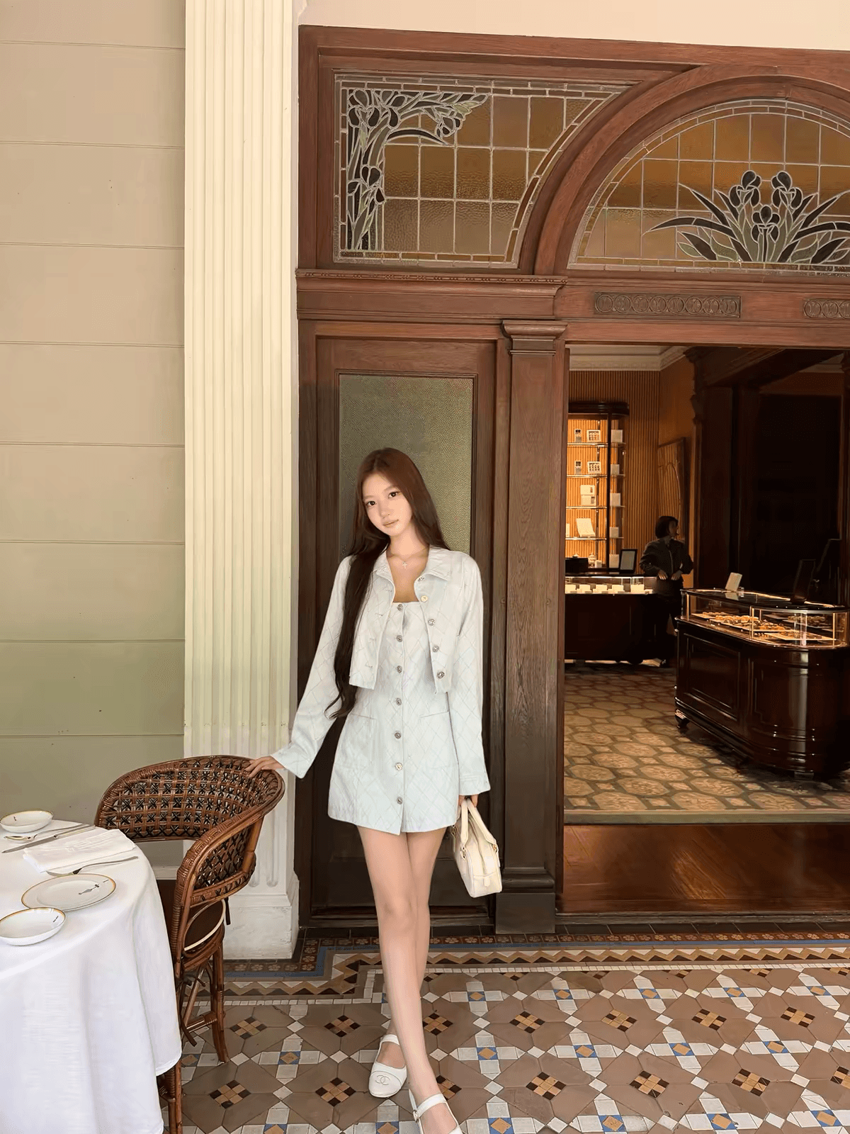 26m 해변 시리즈 c 홈 링 체크무늬 데님 재킷 드레스 상세 이미지 2