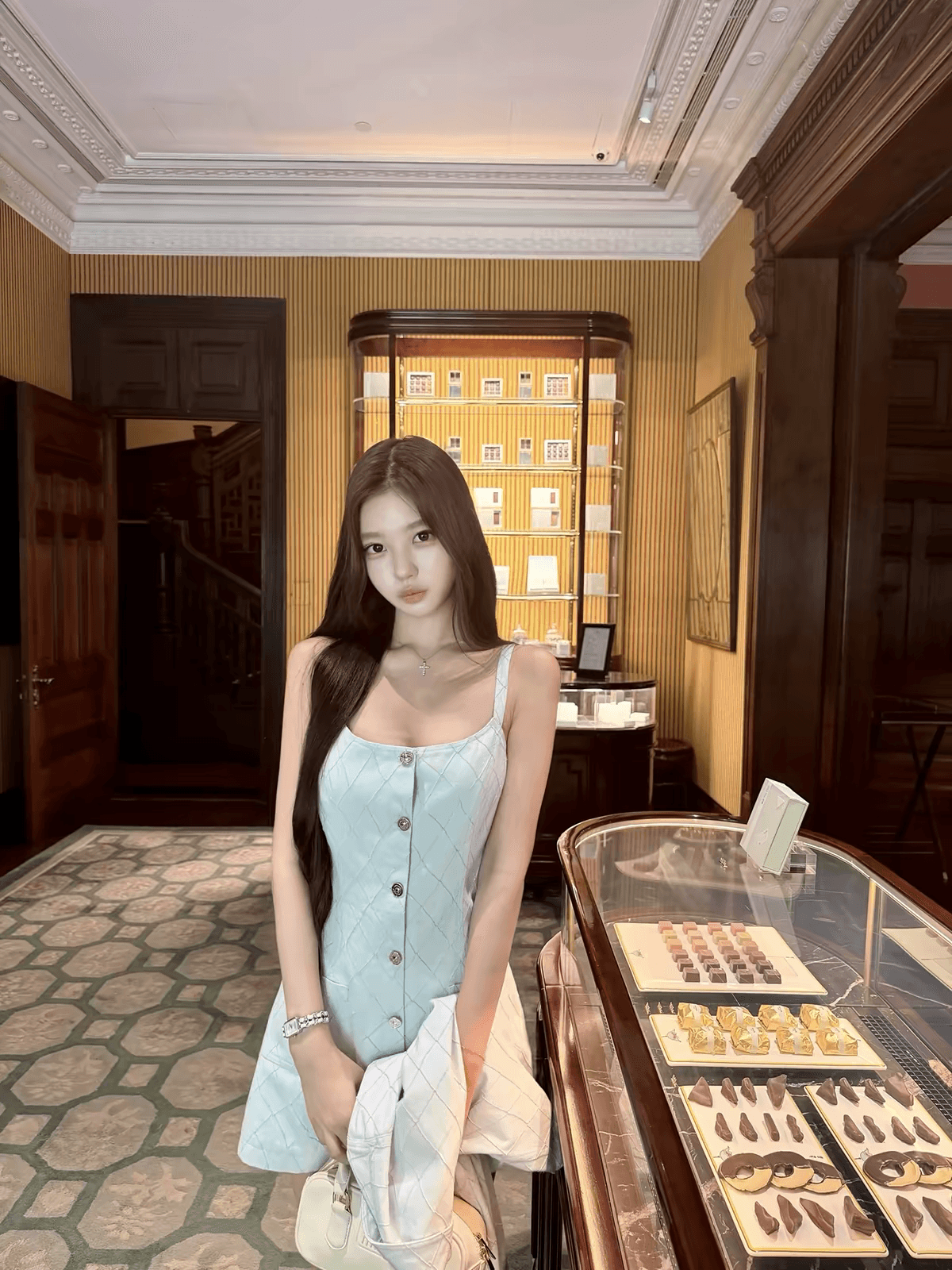 26m 해변 시리즈 c 홈 링 체크무늬 데님 재킷 드레스 상세 이미지 4
