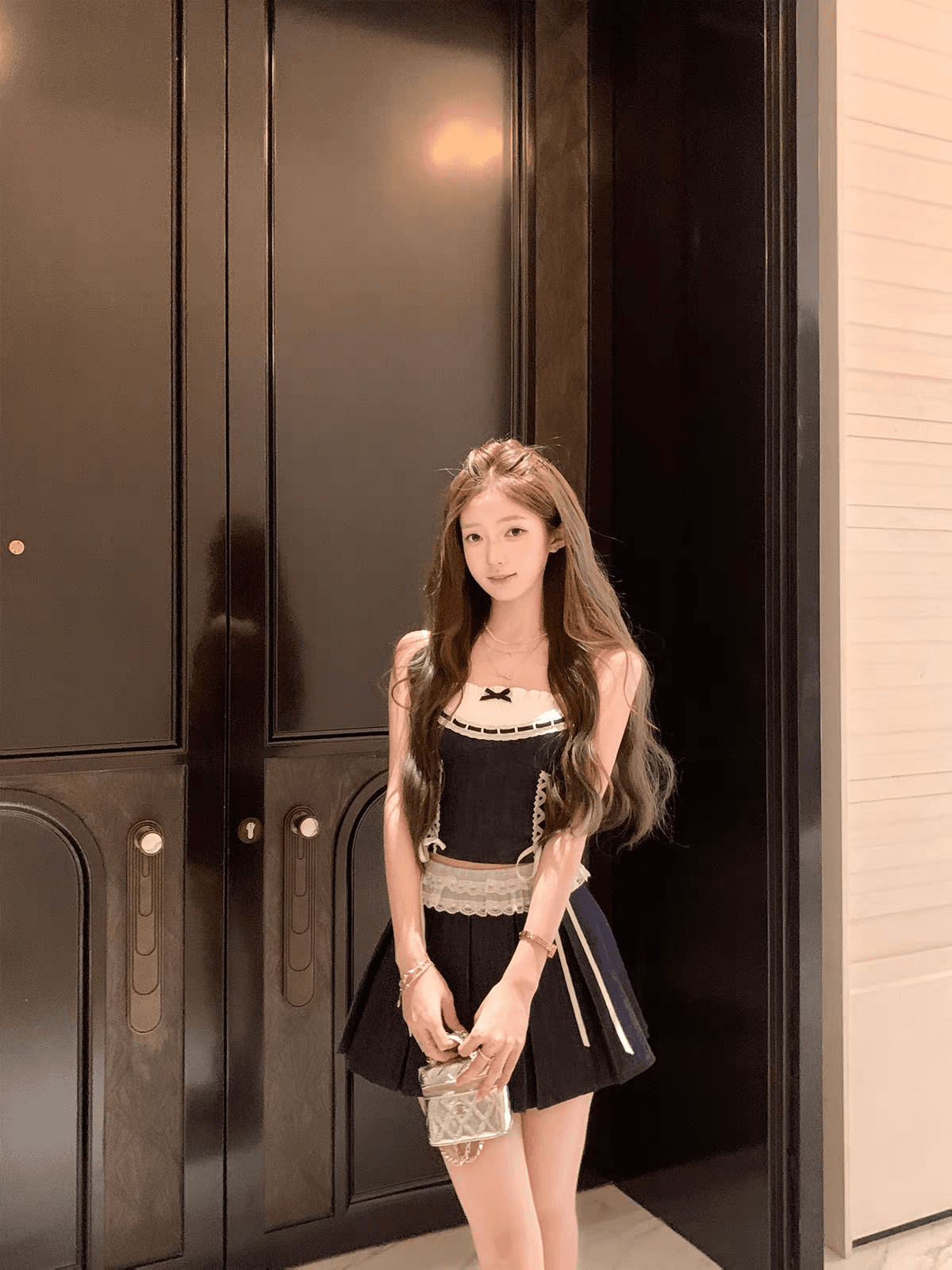 필리핀 린 색조 레이스 원본 암소 슬립 플리츠 치마 세트 이미지 3
