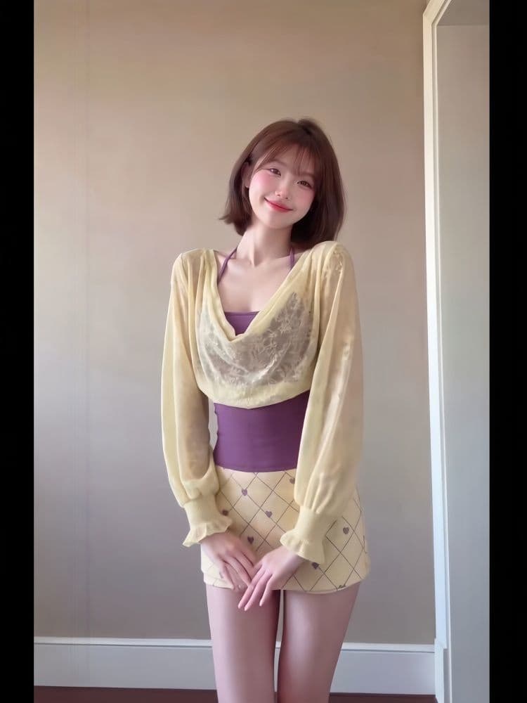 가을 우아함 품격 세트 다용도 레이스 블라우스 행침 목 몸매 가꾸기 인사이드 가져 가라. 타이트 스커트 반신 스커트 3종 세트 상세 이미지 2