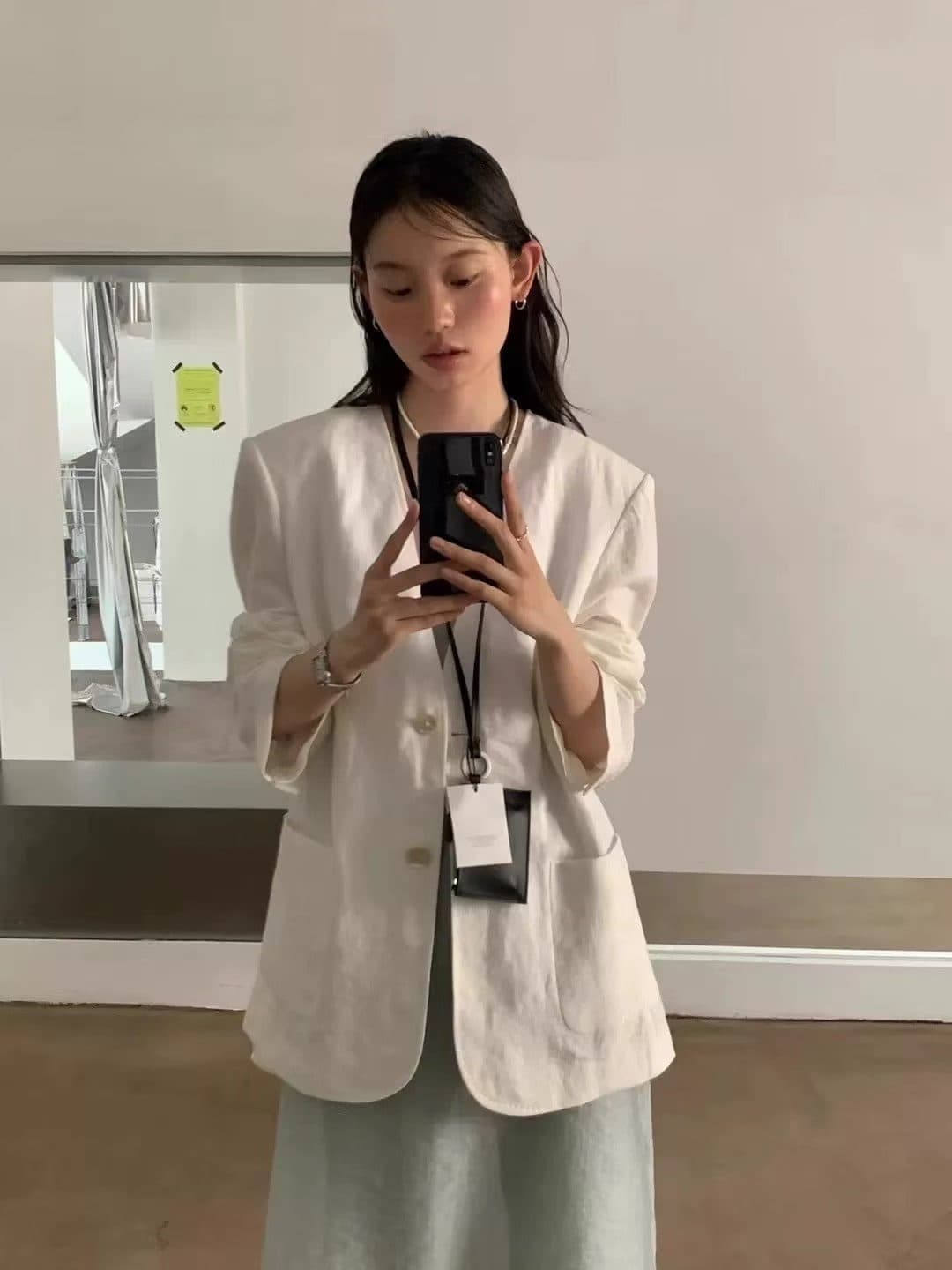 면 린넨 작은 양복 여성 코트 26 봄 여름 새로운 출퇴근 고급 센스 아마 자외선 차단 긴팔 정장 맨위 트렌디