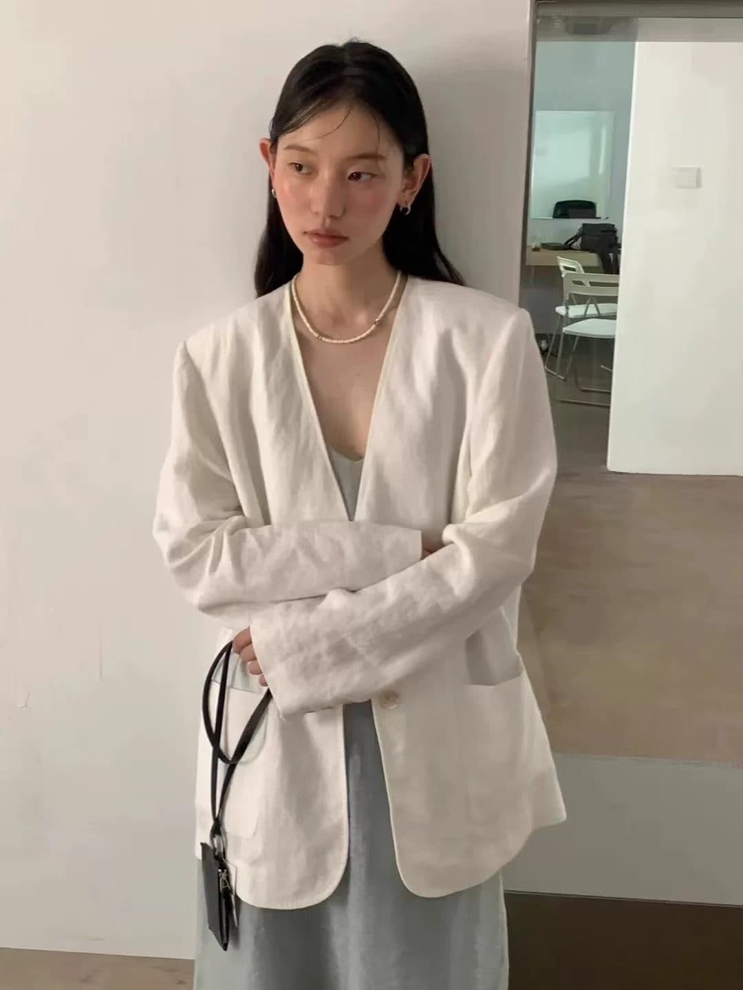 면 린넨 작은 양복 여성 코트 26 봄 여름 새로운 출퇴근 고급 센스 아마 자외선 차단 긴팔 정장 맨위 트렌디 상세 이미지 2