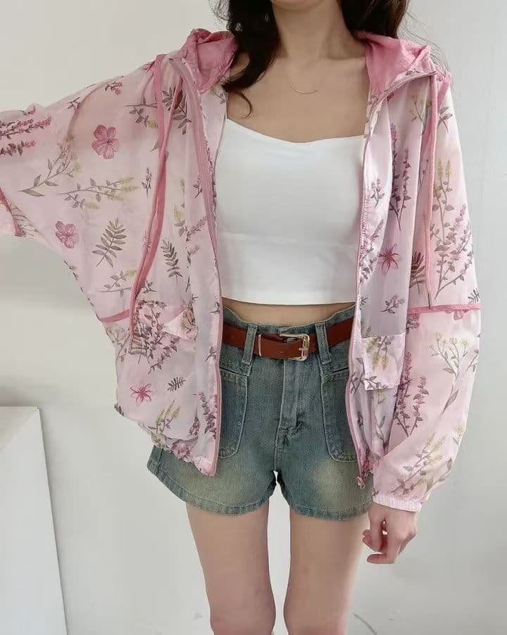 꽃무늬 자외선 차단 오픈 가디건 이미지 3
