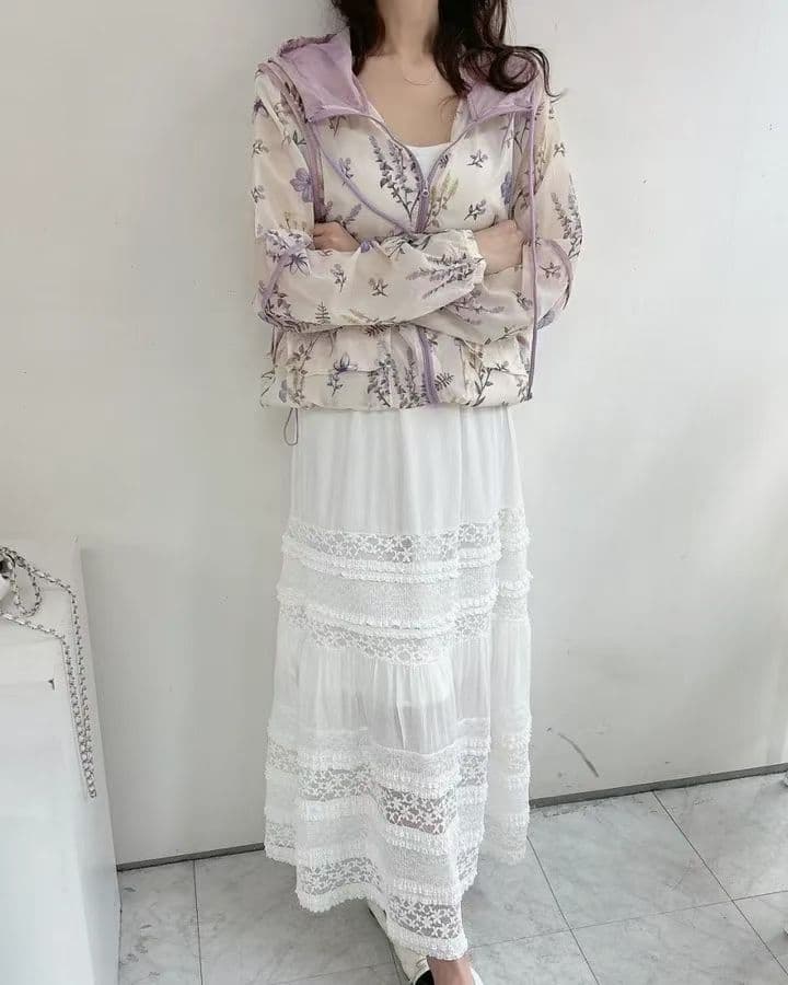 꽃무늬 자외선 차단 오픈 가디건 이미지 2