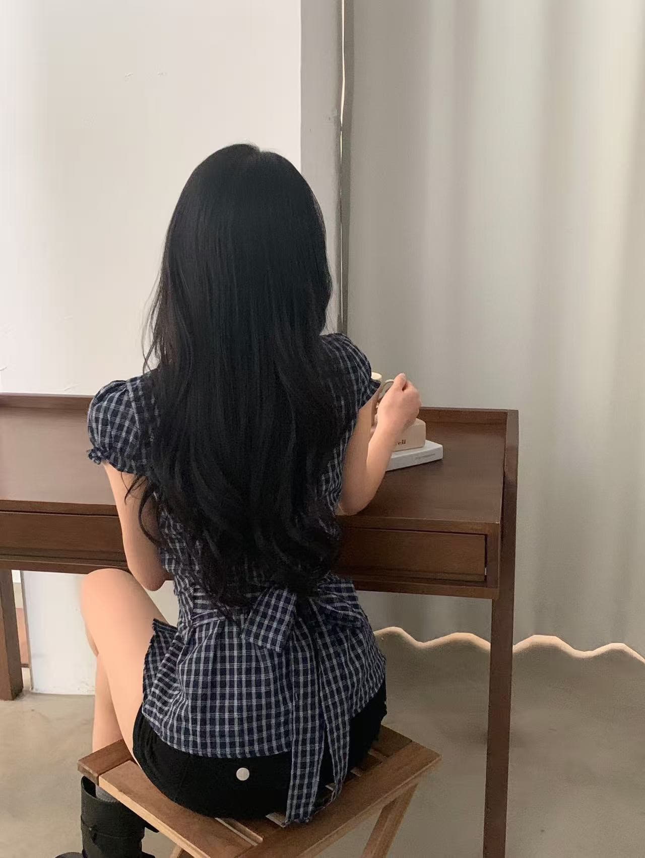 재고 있음 한 부서 chic 패치워크 레이스 레이스 거품 소매 반팔 여성 셔츠 상세 이미지 6