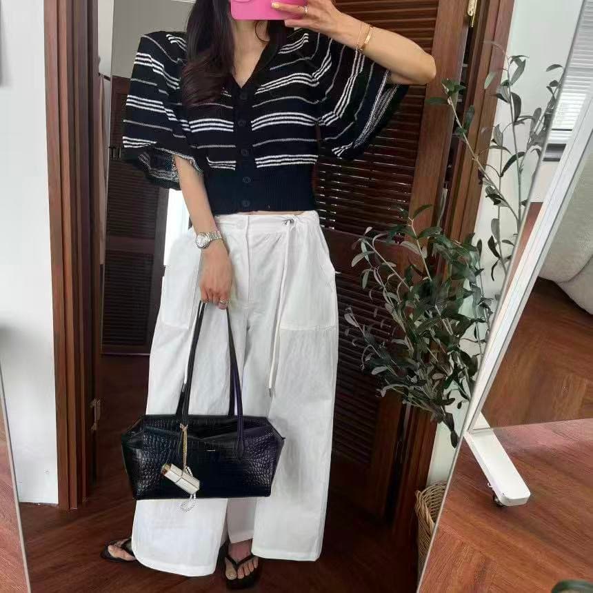 재고 있음 한국 동대문 패션 거품 소매 다용도 니트 오픈 가디건 V넥 풀오버 몸매 가꾸기 슬림해 보이는 맨위 여성 상세 이미지 10