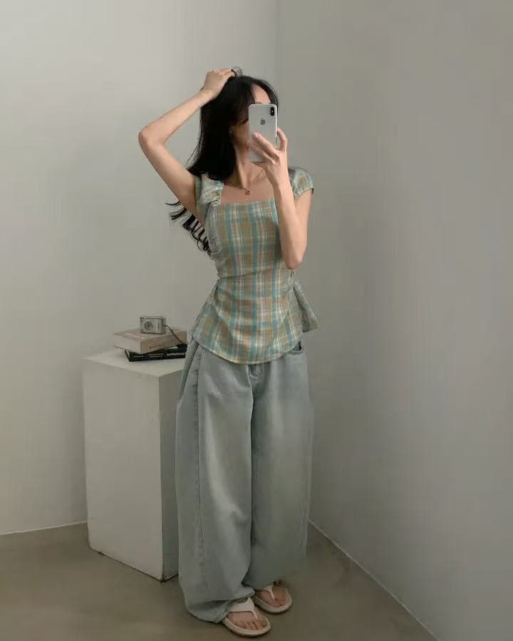 원본 작은 샤넬 스타일 레이스 꾸밈음 연령 감소 반팔 하이웨이스트 재킷 상세 이미지 13