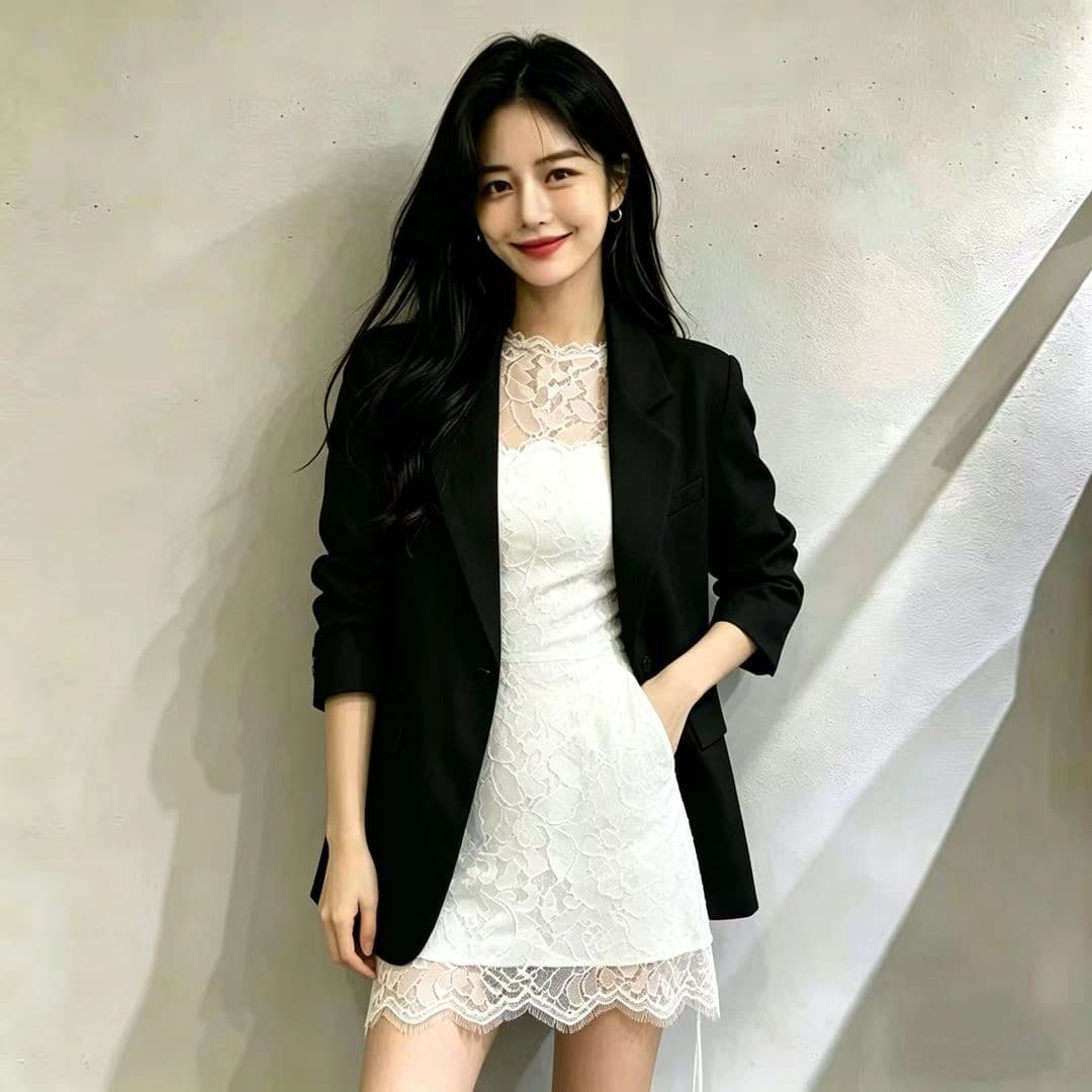 한국 스타일 새로운 레이스 조각 작은 양복 여성 고급 센스 쇼트 스타일 재킷 패션 품격 캐주얼 블레이저 상세 이미지 2