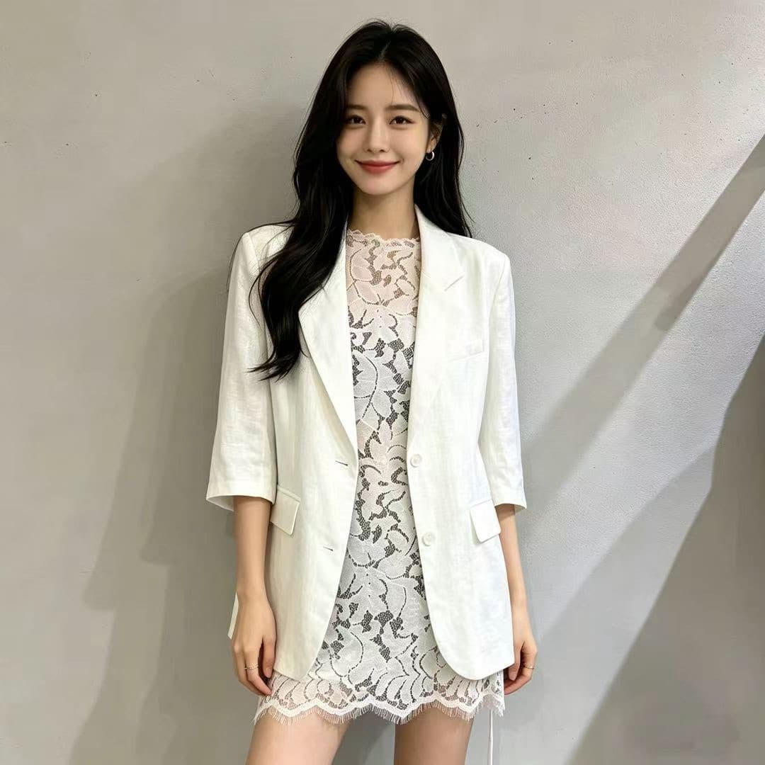한국 스타일 새로운 레이스 조각 작은 양복 여성 고급 센스 쇼트 스타일 재킷 패션 품격 캐주얼 블레이저 상세 이미지 4