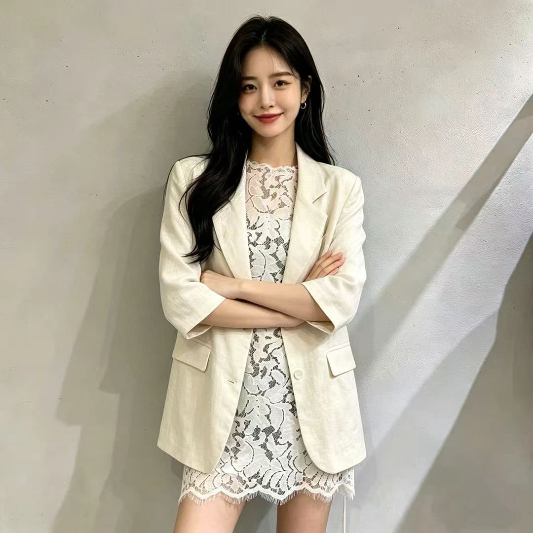 한국 스타일 새로운 레이스 조각 작은 양복 여성 고급 센스 쇼트 스타일 재킷 패션 품격 캐주얼 블레이저 상세 이미지 6