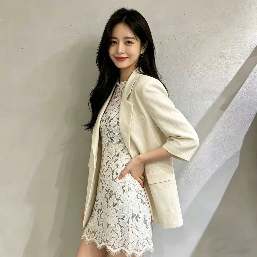 한국 스타일 새로운 레이스 조각 작은 양복 여성 고급 센스 쇼트 스타일 재킷 패션 품격 캐주얼 블레이저 상세 이미지 7