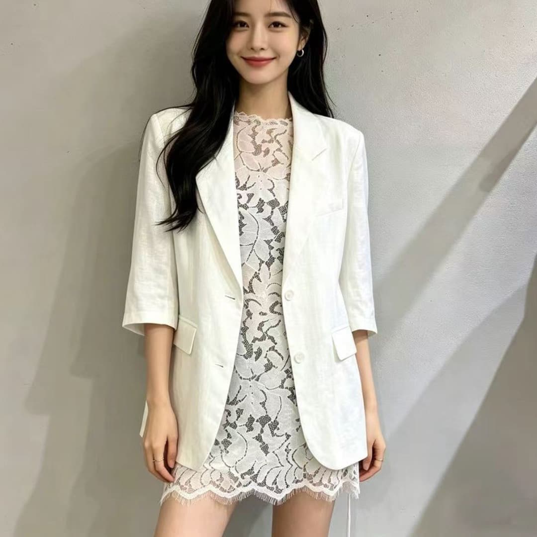 한국 스타일 새로운 레이스 조각 작은 양복 여성 고급 센스 쇼트 스타일 재킷 패션 품격 캐주얼 블레이저 상세 이미지 11