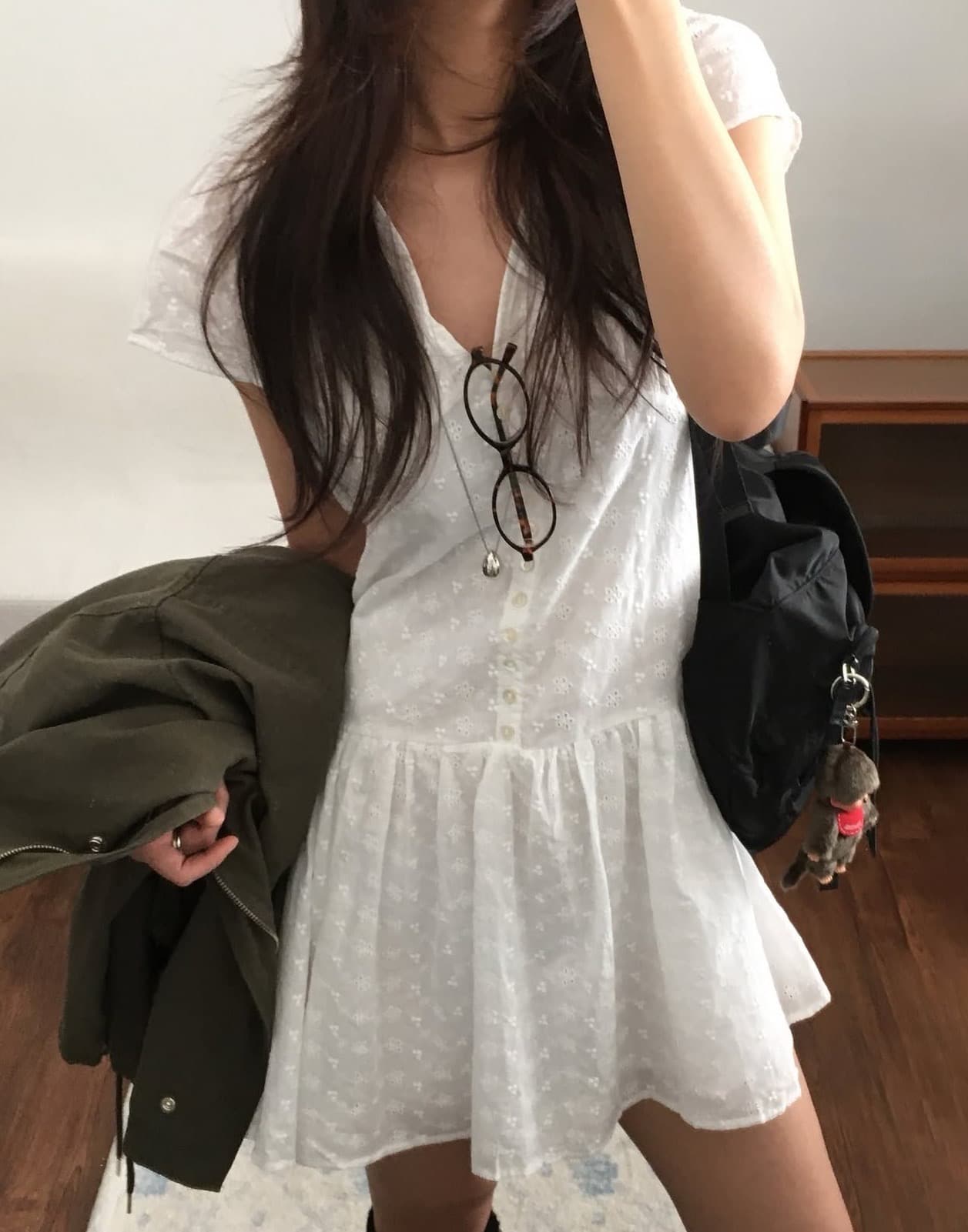 있음 선적 사이즈 업데이트 한국 chic 여름 새로운 레이스 자수 스택 가져 가라. 다용도 달콤함 드레스 상세 이미지 1