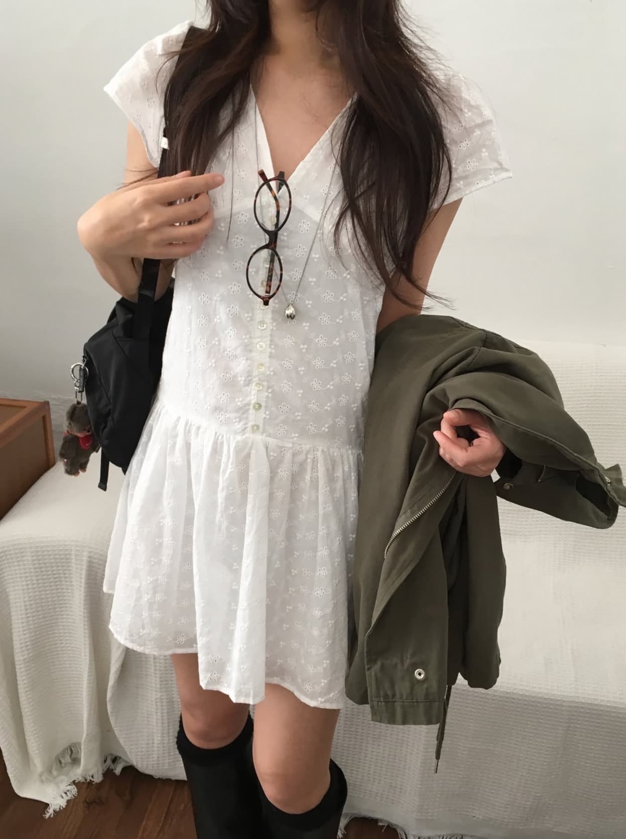 있음 선적 사이즈 업데이트 한국 chic 여름 새로운 레이스 자수 스택 가져 가라. 다용도 달콤함 드레스 상세 이미지 6