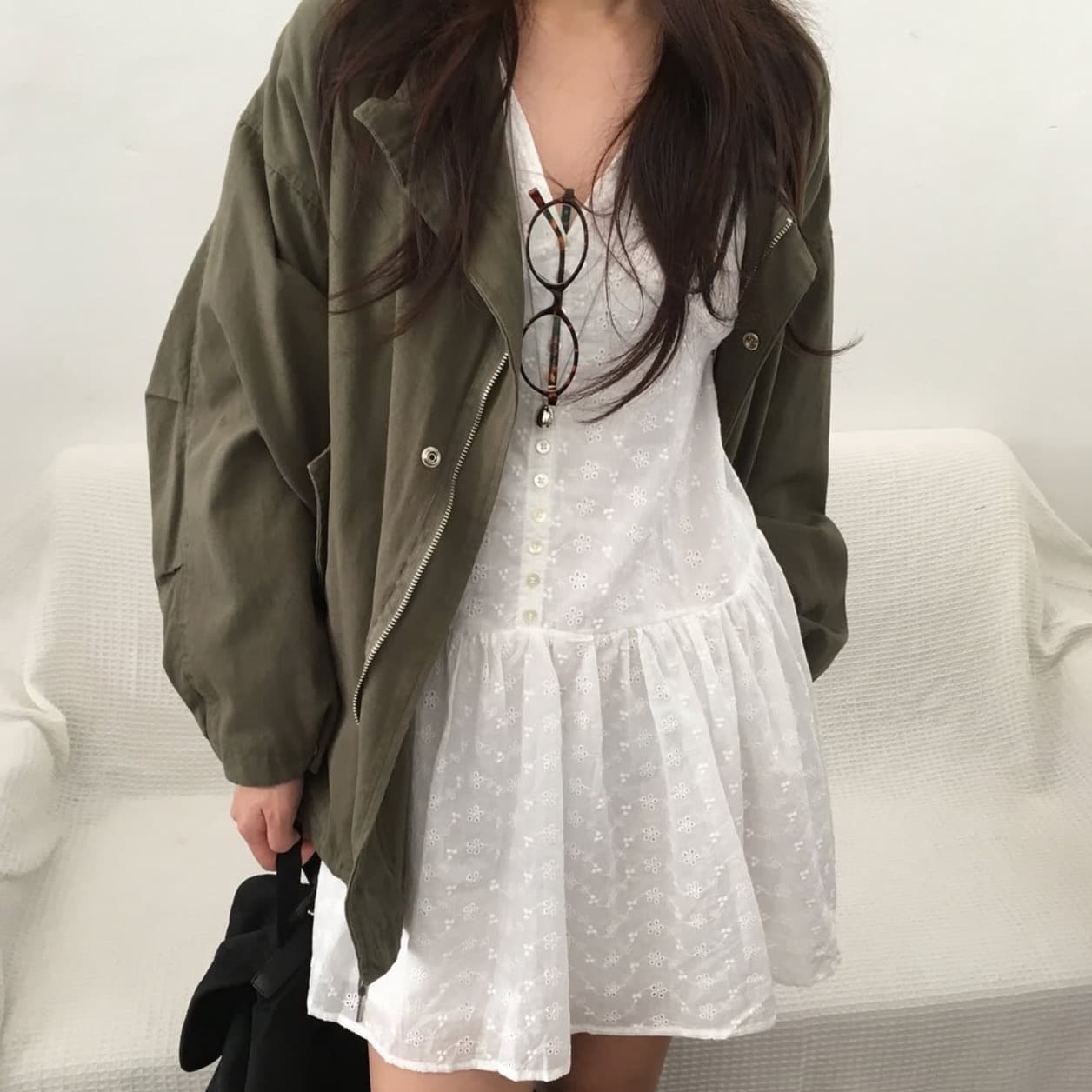 있음 선적 사이즈 업데이트 한국 chic 여름 새로운 레이스 자수 스택 가져 가라. 다용도 달콤함 드레스 상세 이미지 7
