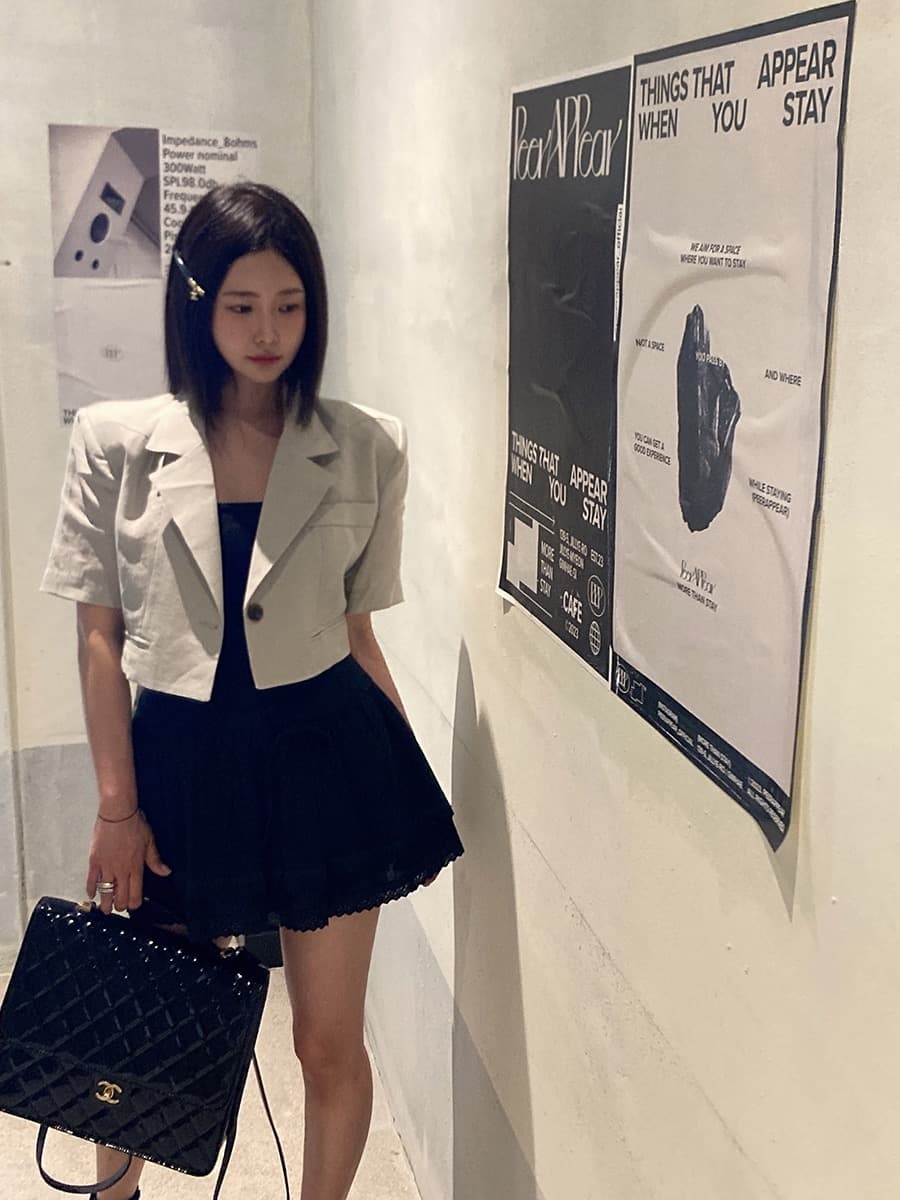 있음 선적 쇼트 스타일 정장 칼라 허리 레이스 업 셔츠 상세 이미지 3