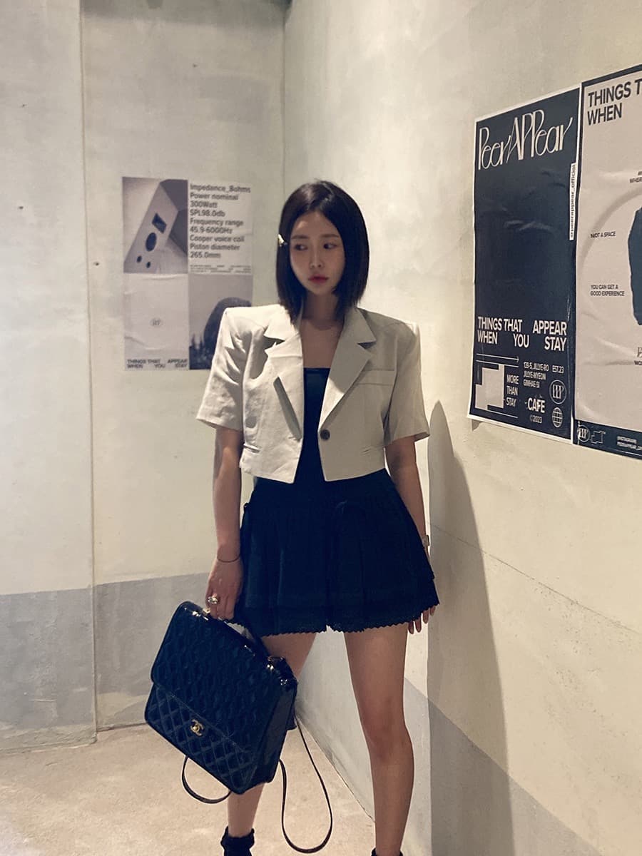 있음 선적 쇼트 스타일 정장 칼라 허리 레이스 업 셔츠 상세 이미지 5