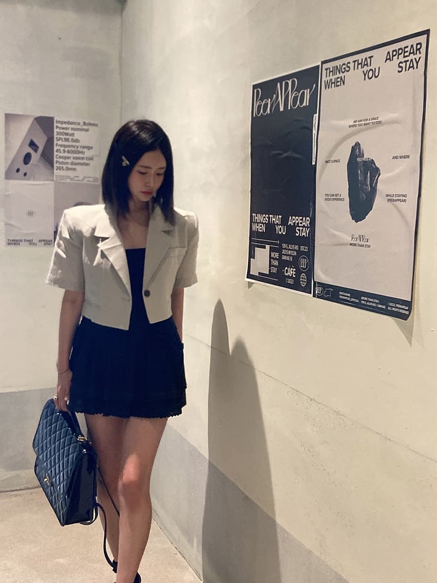 있음 선적 쇼트 스타일 정장 칼라 허리 레이스 업 셔츠 상세 이미지 6